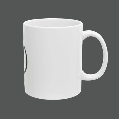 White ceramic mug on a white background
