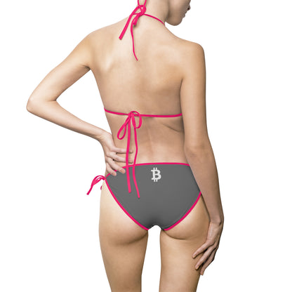 Gray Bitcoin Logo Bikini — Women's Tie-Side Two-Piece Swimsuit