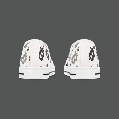 Bitcoin Pattern Low-Top Sneakers — Women's Crypto Logo Casual Shoes