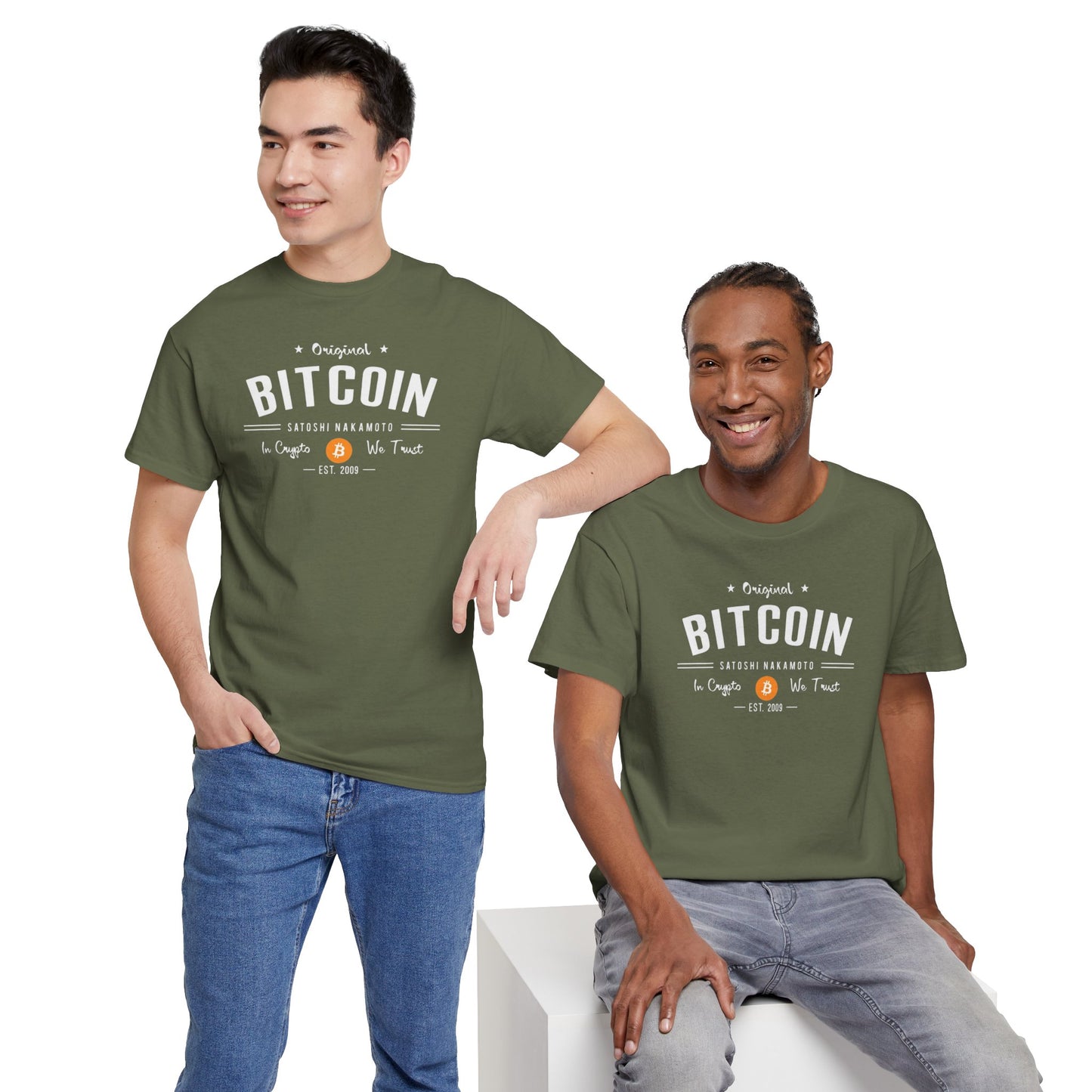 Bitcoin Vintage Logo Tee — 'In Crypto We Trust'