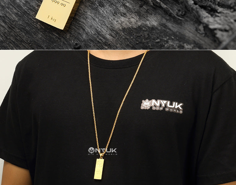 Gold Bar Pendant Necklace