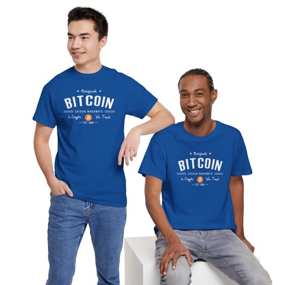 Bitcoin Vintage Logo Tee — 'In Crypto We Trust'