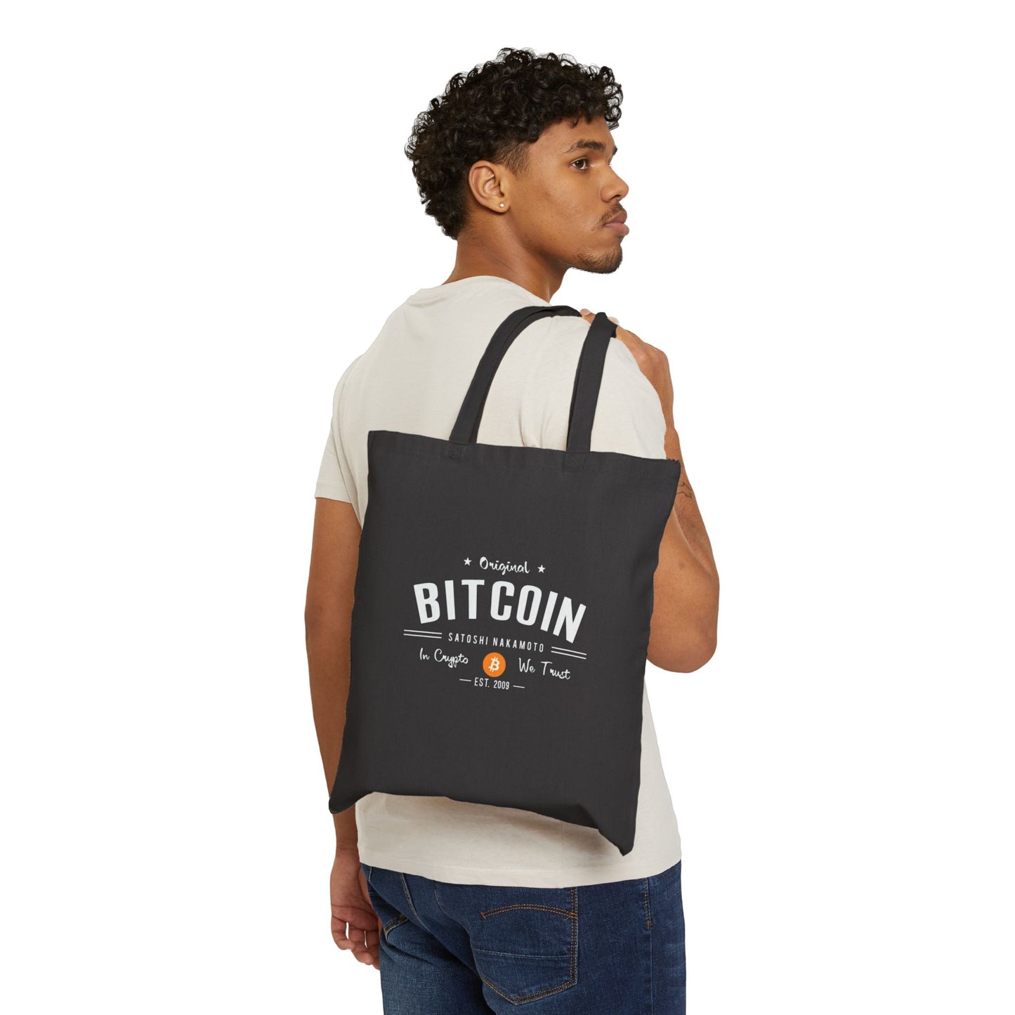 Bitcoin Vintage " In Crypto We Trust " Tote Bag