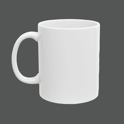 White ceramic mug on a white background