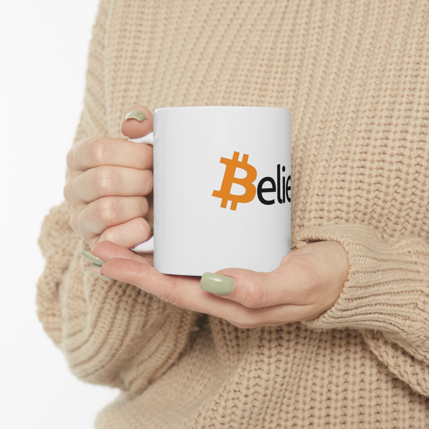 Believe Bitcoin Ceramic Mug – Coffee Cup (11oz, 15oz)