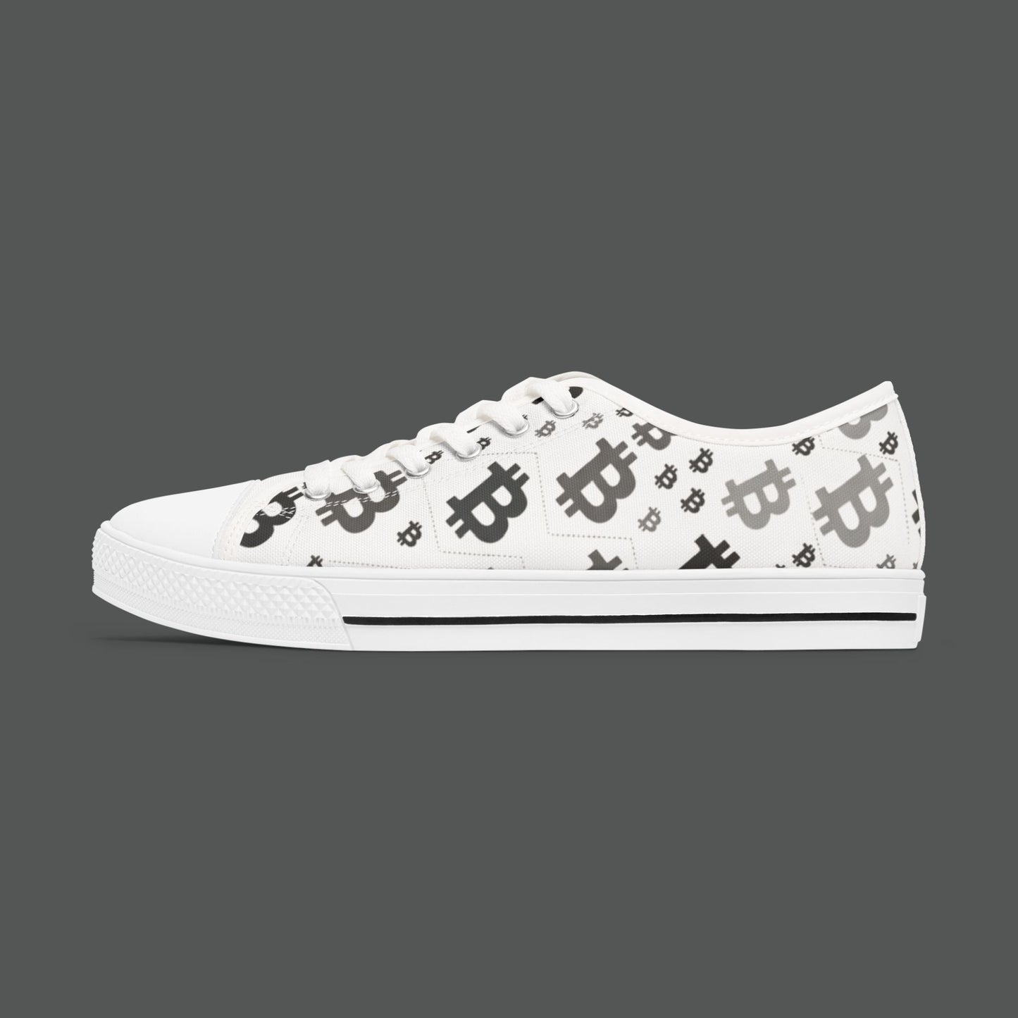 Bitcoin Pattern Low-Top Sneakers — Women's Crypto Logo Casual Shoes