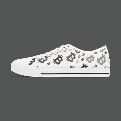 Bitcoin Pattern Low-Top Sneakers — Women's Crypto Logo Casual Shoes