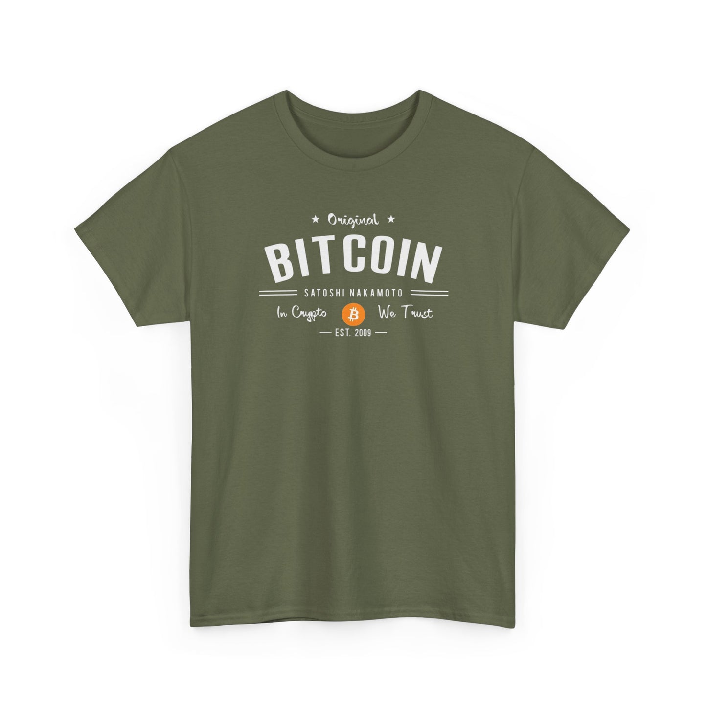 Bitcoin Vintage Logo Tee — 'In Crypto We Trust'