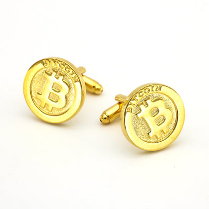 Men's Gold Bitcoin Cufflinks