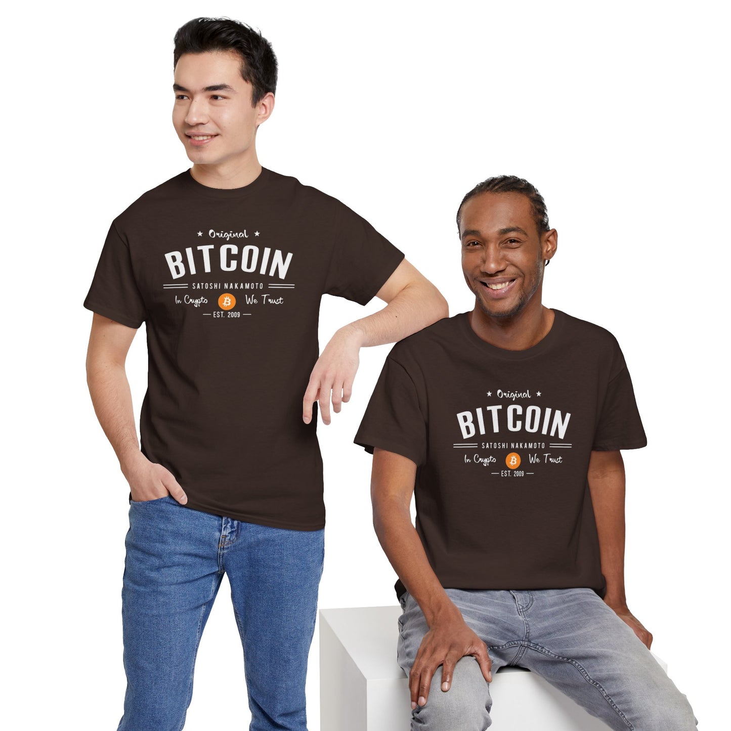 Bitcoin Vintage Logo Tee — 'In Crypto We Trust'
