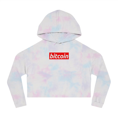 Cropped Hoodie — Red "Bitcoin" Logo Women's Crop Sweatshirt