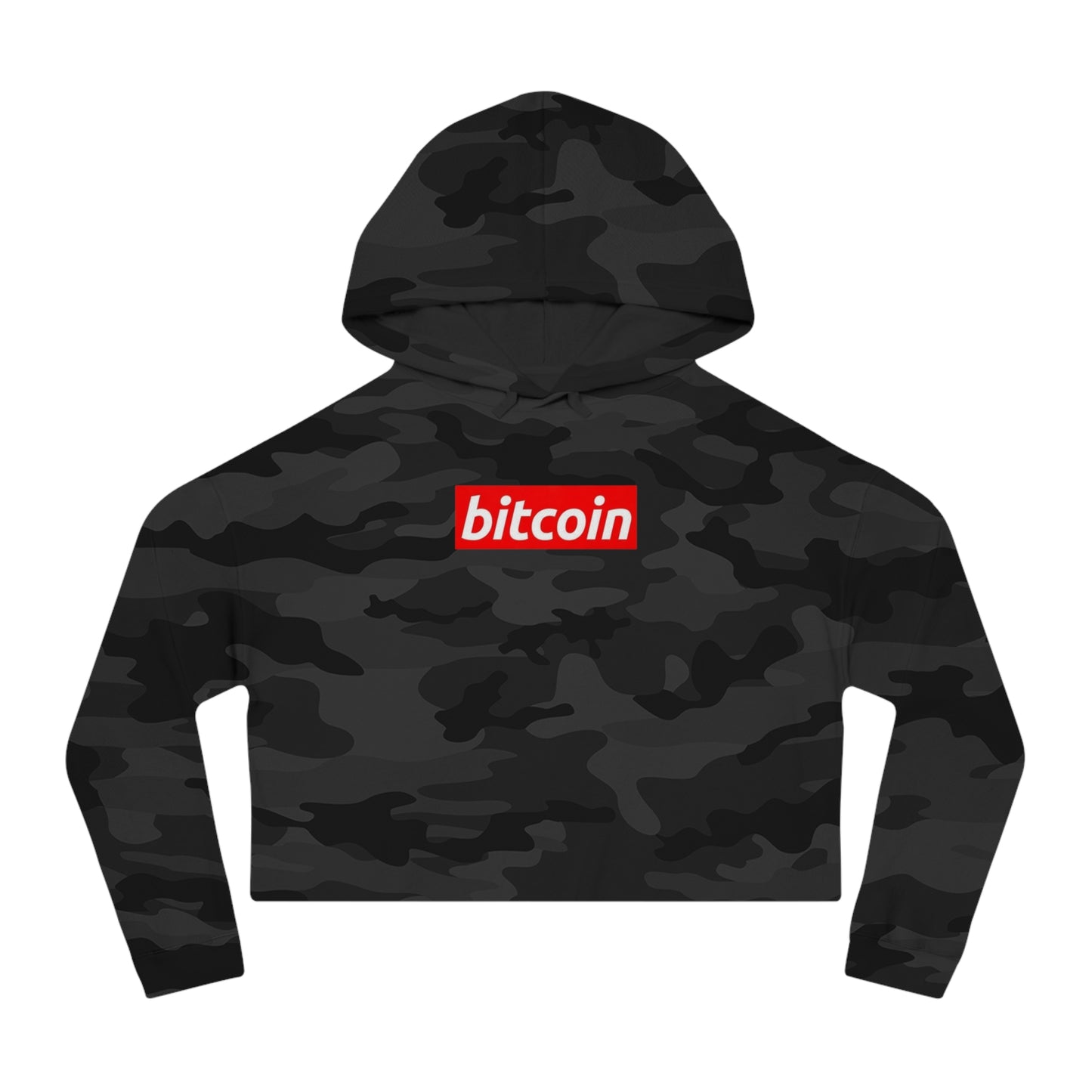 Cropped Hoodie — Red "Bitcoin" Logo Women's Crop Sweatshirt
