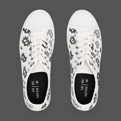 Bitcoin Pattern Low-Top Sneakers — Women's Crypto Logo Casual Shoes