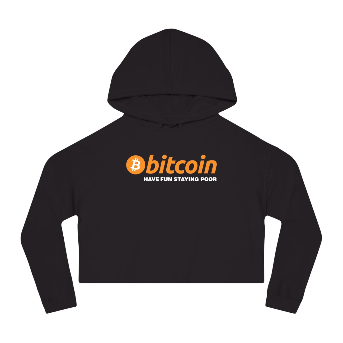 Cropped Hoodie — Bitcoin Logo “Have Fun Staying Poor” Camouflage