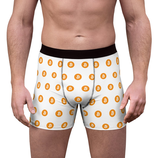 Bitcoin Pattern Boxer Briefs – Crypto Logo Men's Boxer Shorts