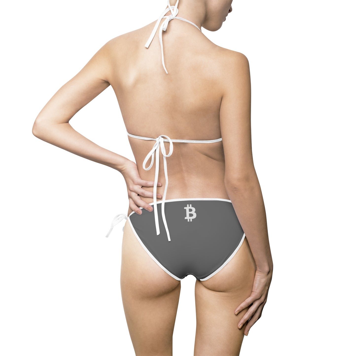 Gray Bitcoin Logo Bikini — Women's Tie-Side Two-Piece Swimsuit