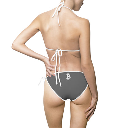 Gray Bitcoin Logo Bikini — Women's Tie-Side Two-Piece Swimsuit