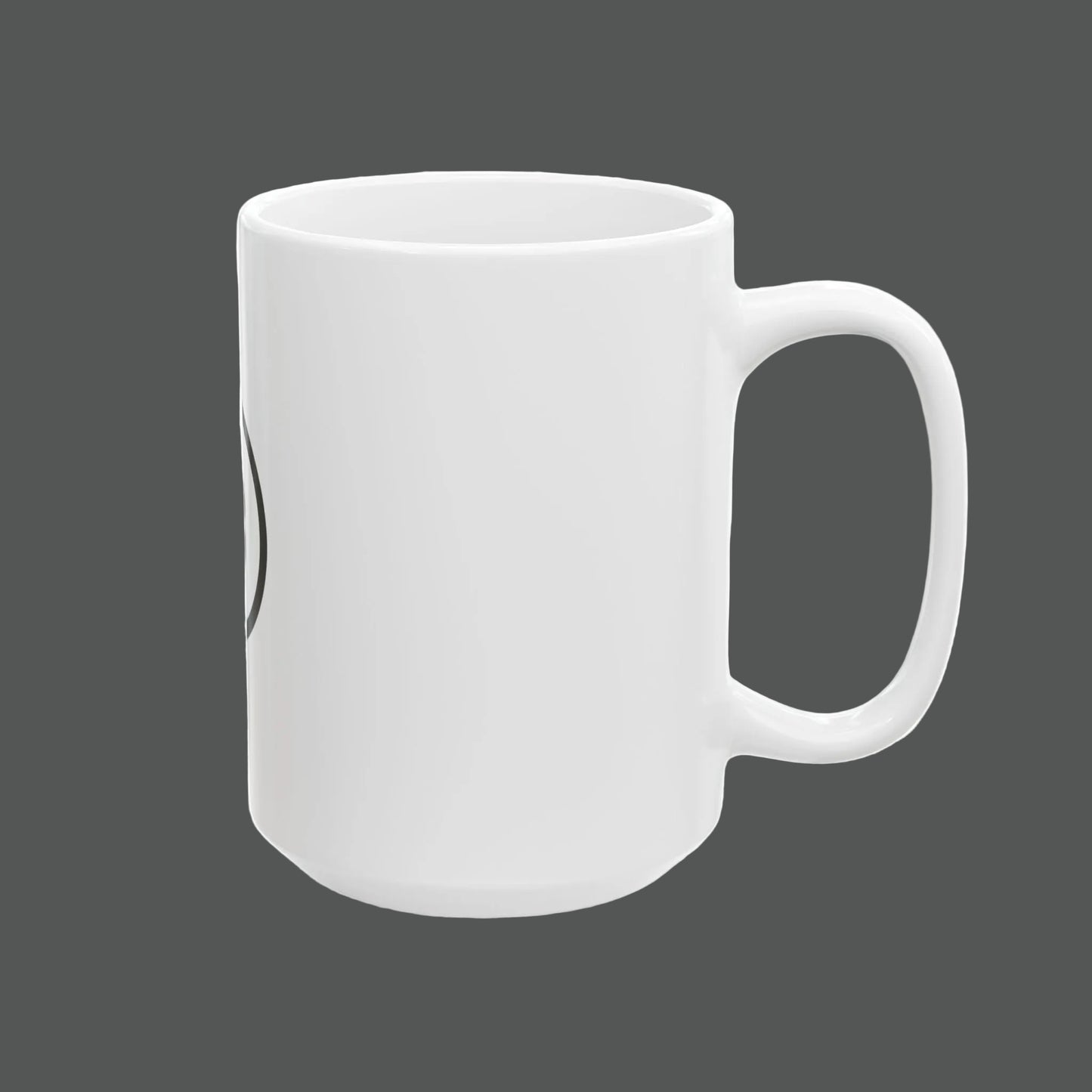 White mug with a colorful design on a white background