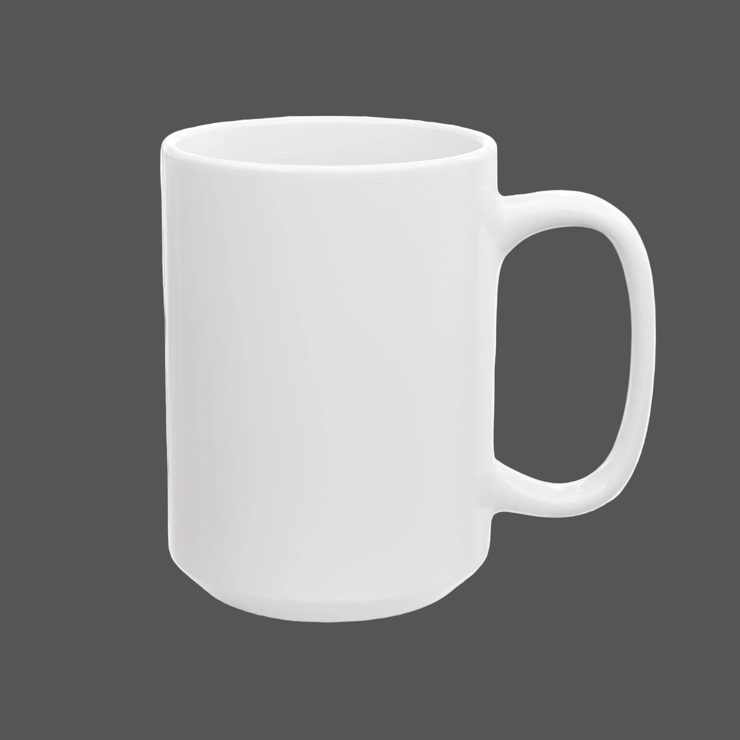 White ceramic mug on a white background