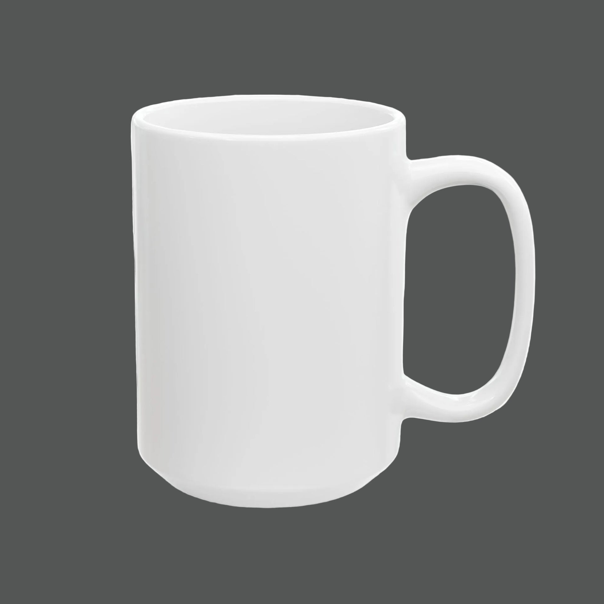 White ceramic mug on a white background