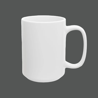 White ceramic mug on a white background