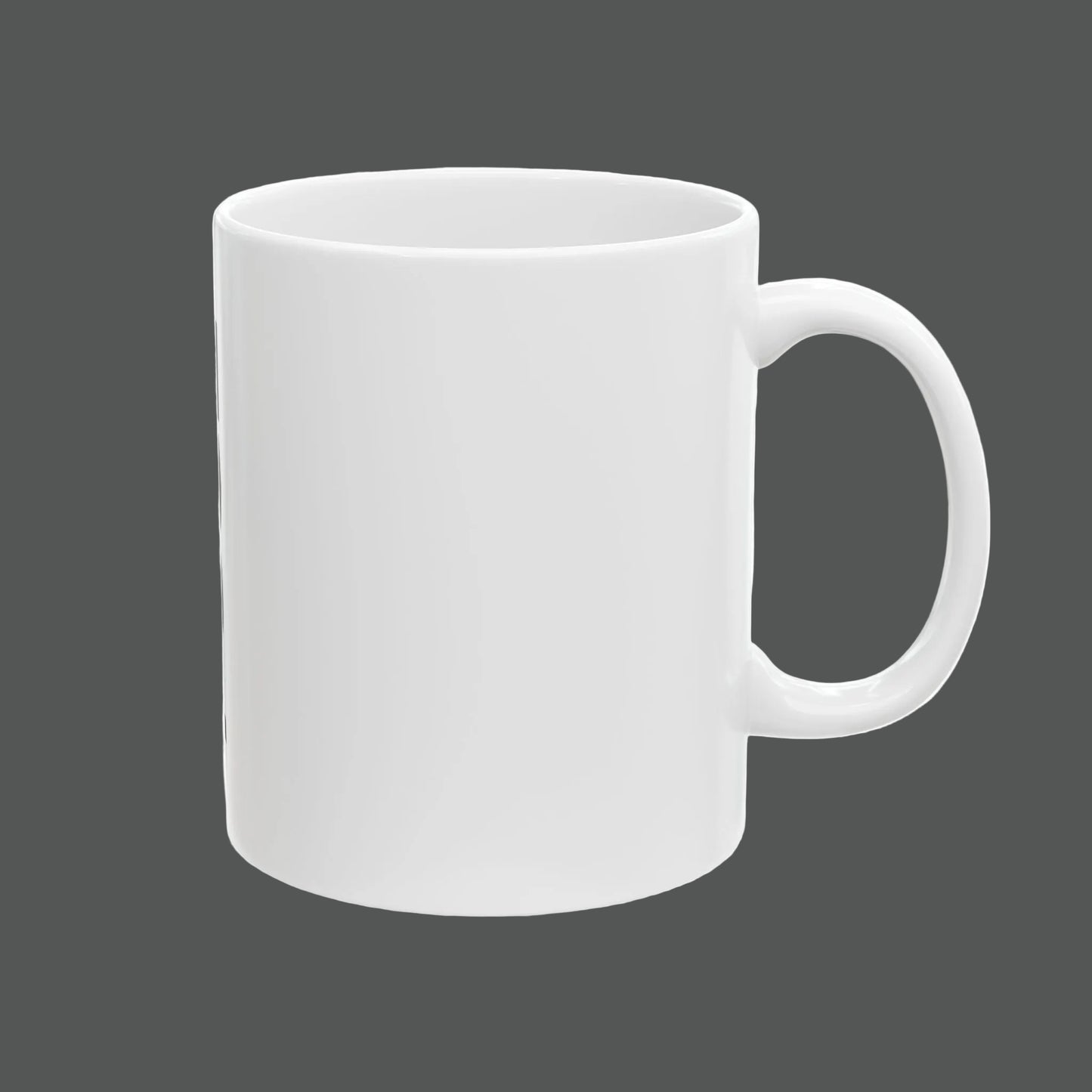 White ceramic mug on a white background