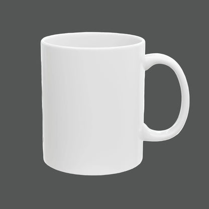White ceramic mug on a white background