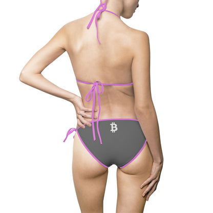 Gray Bitcoin Logo Bikini — Women's Tie-Side Two-Piece Swimsuit