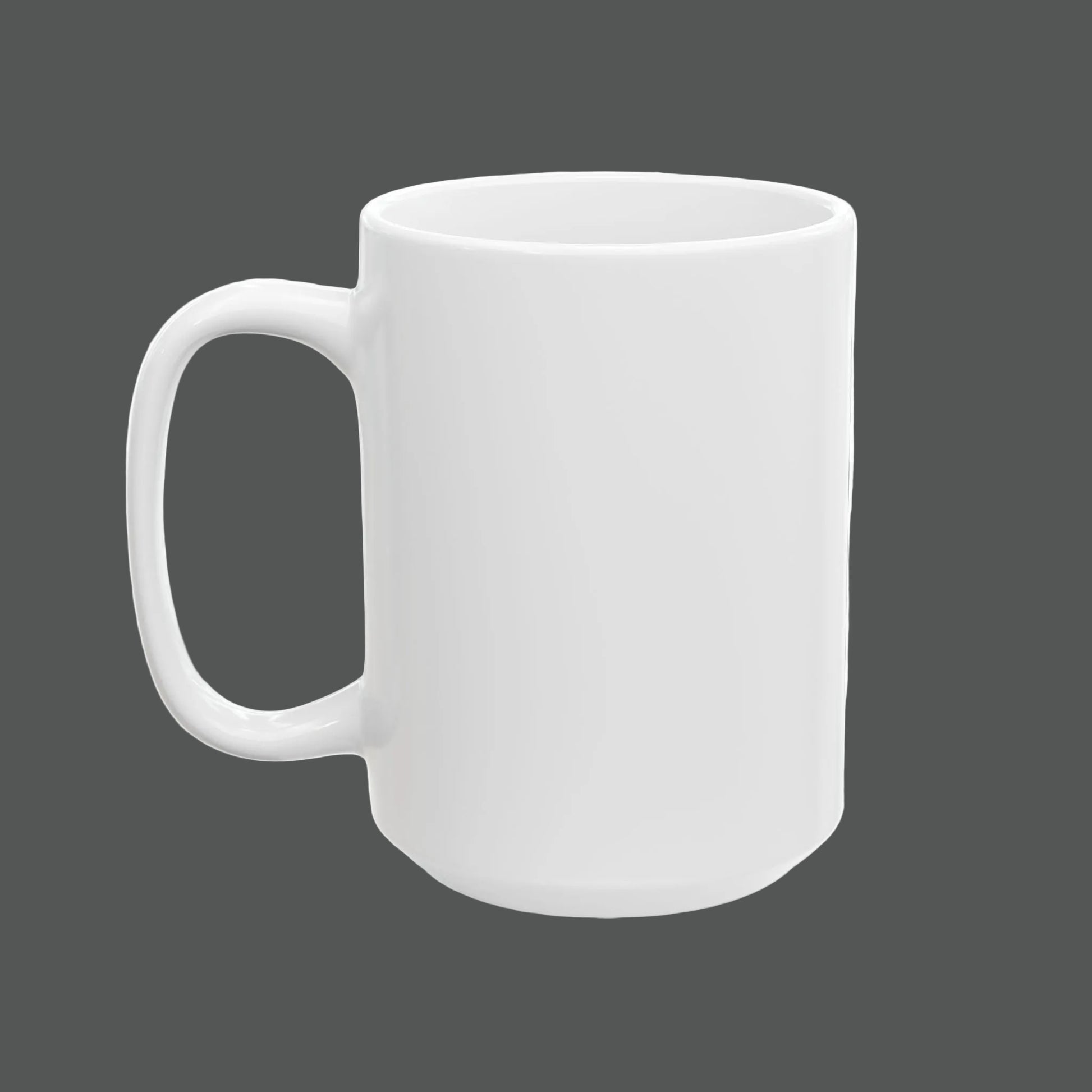 White ceramic mug on a white background