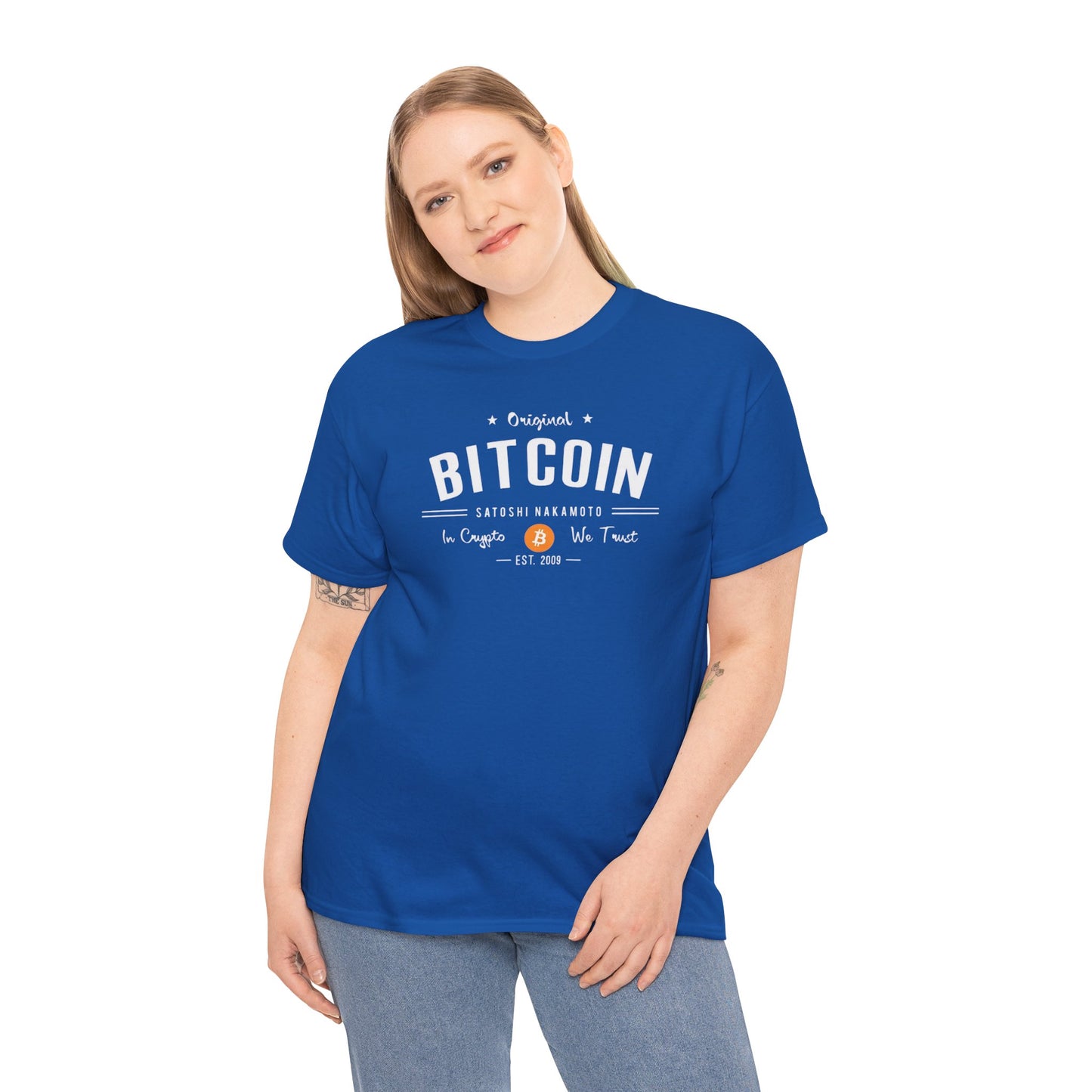 Bitcoin Vintage Logo Tee — 'In Crypto We Trust'