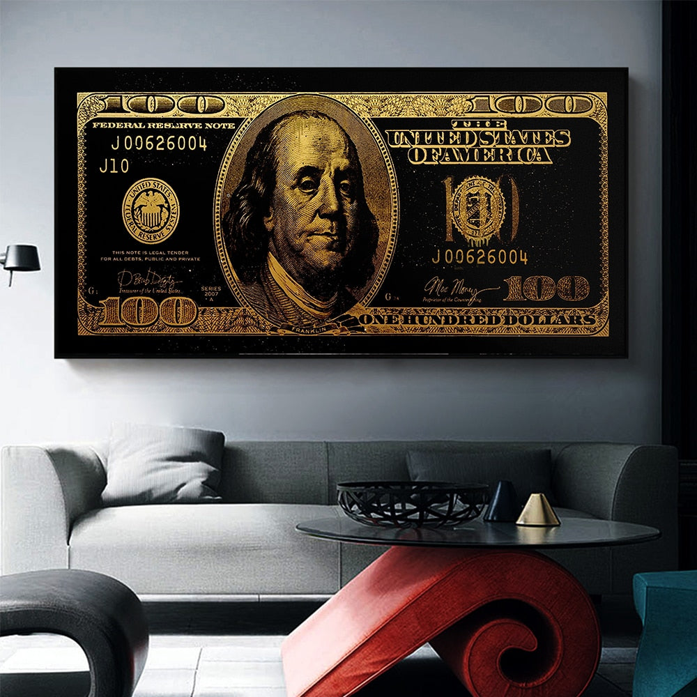 Dollar Bill Canvas ( Black + Gold)