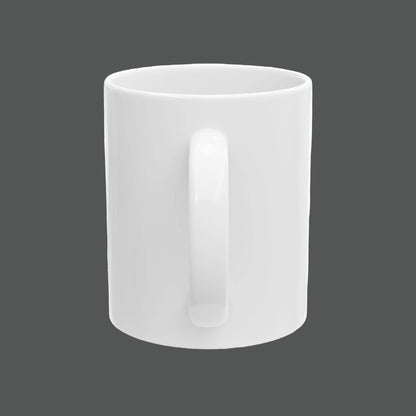 White ceramic mug on a white background