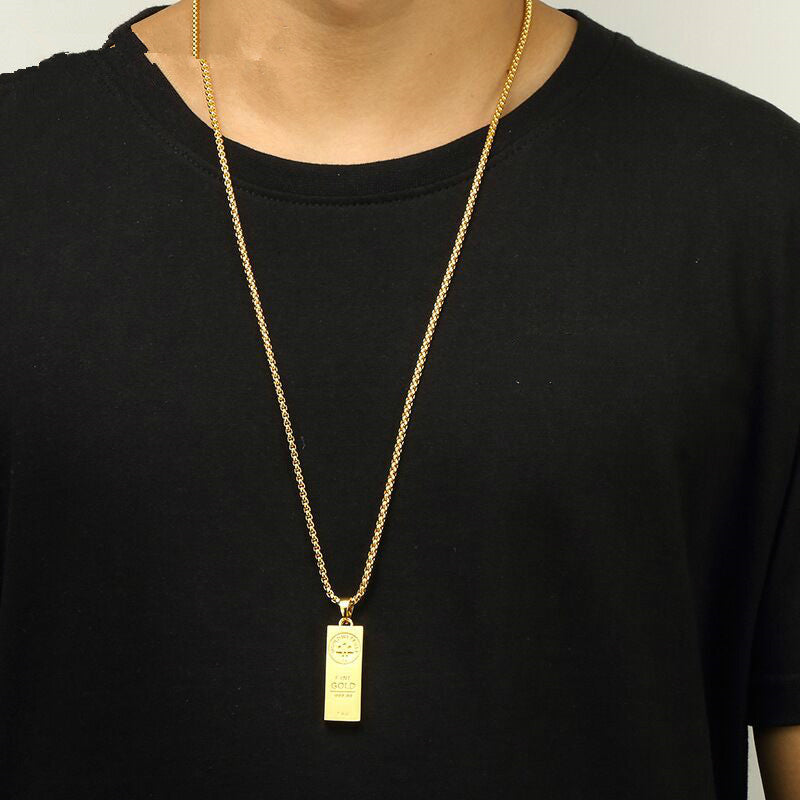 Gold Bar Pendant Necklace