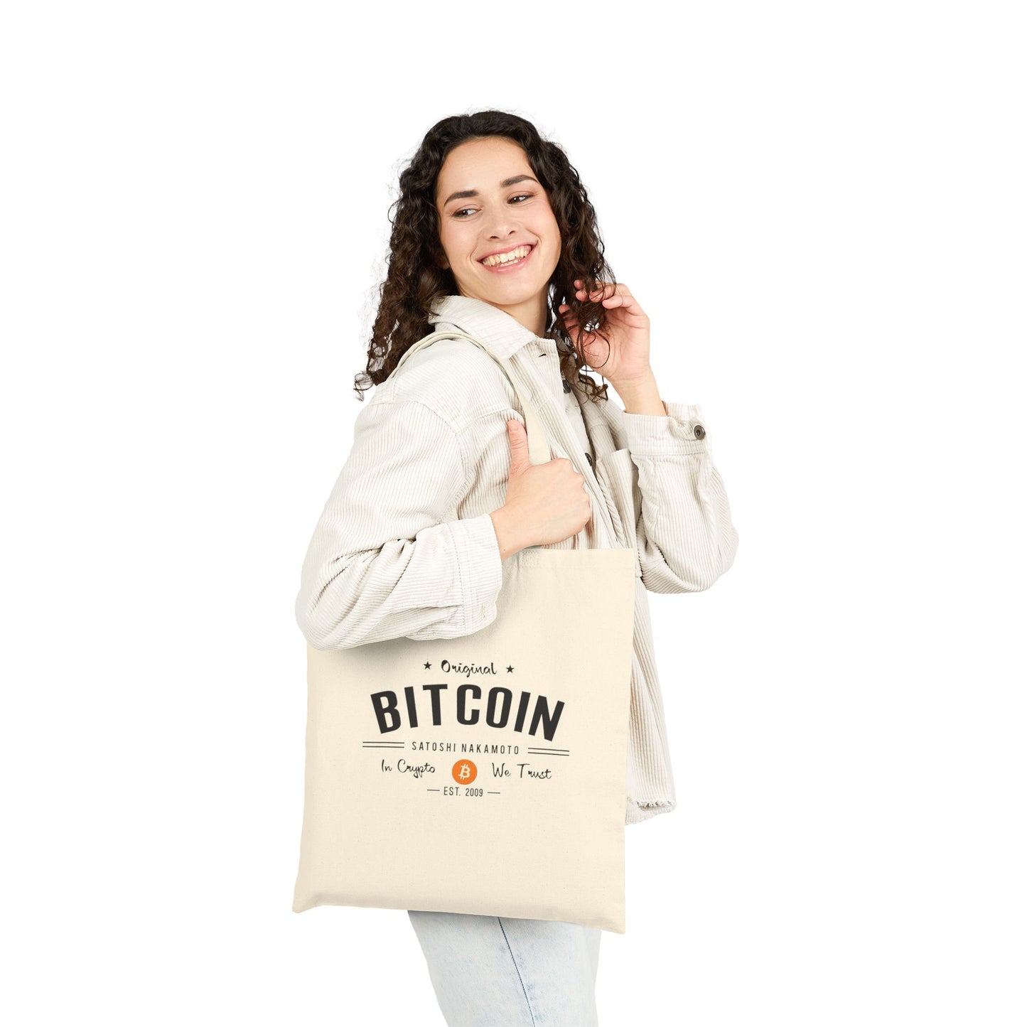 Bitcoin Vintage " In Crypto We Trust " Tote Bag