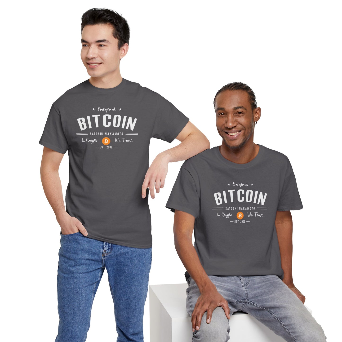 Bitcoin Vintage Logo Tee — 'In Crypto We Trust'
