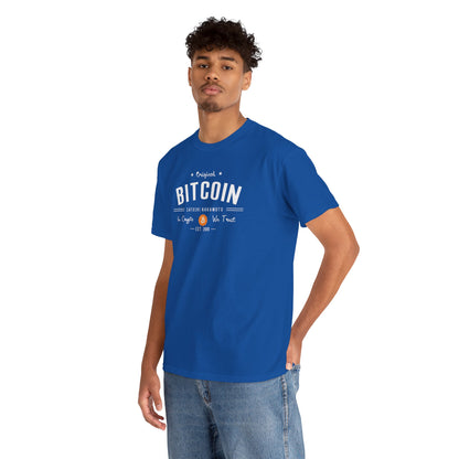Bitcoin Vintage Logo Tee — 'In Crypto We Trust'