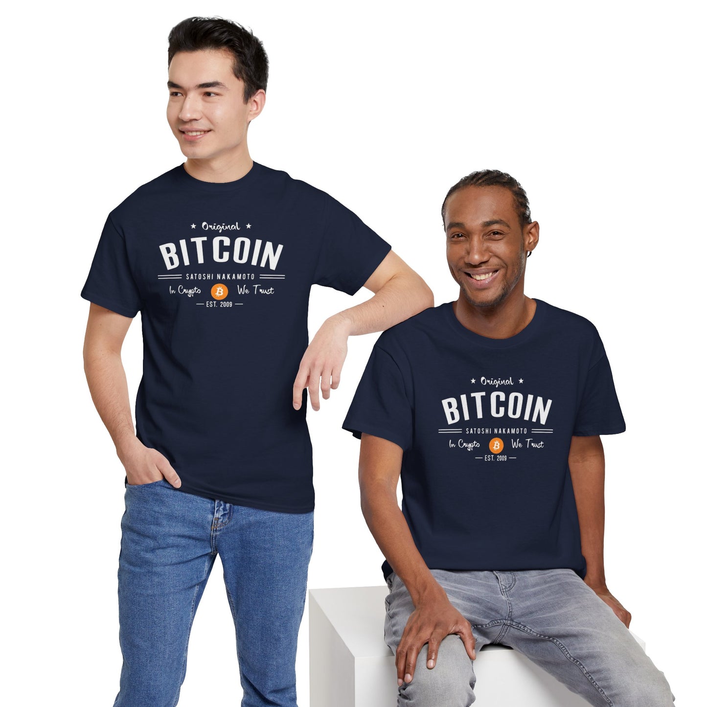 Bitcoin Vintage Logo Tee — 'In Crypto We Trust'