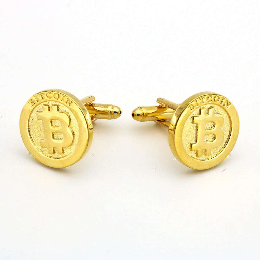Men's Gold Bitcoin Cufflinks