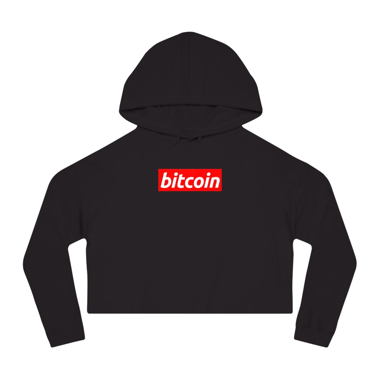 Cropped Hoodie — Red "Bitcoin" Logo Women's Crop Sweatshirt