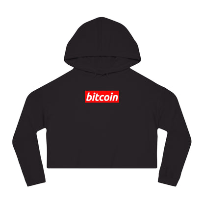Cropped Hoodie — Red "Bitcoin" Logo Women's Crop Sweatshirt