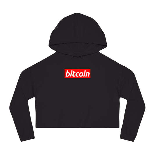 Cropped Hoodie — Red "Bitcoin" Logo Women's Crop Sweatshirt