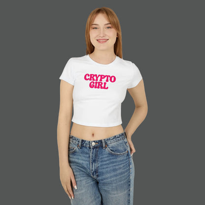 Person wearing a white crop top with 'Mental Illness is Not a Taboo' text on a white background