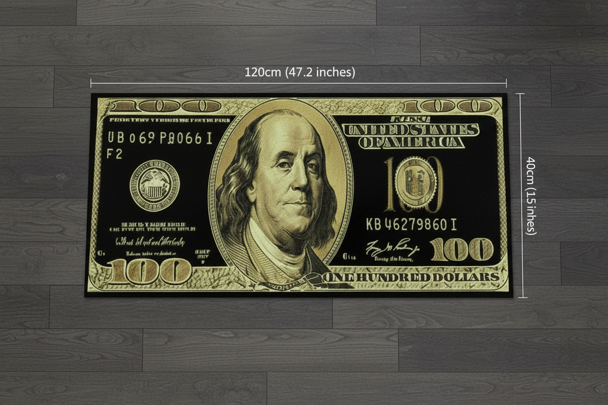 Black & Gold 100 Dollar Bill Carpet/Rug