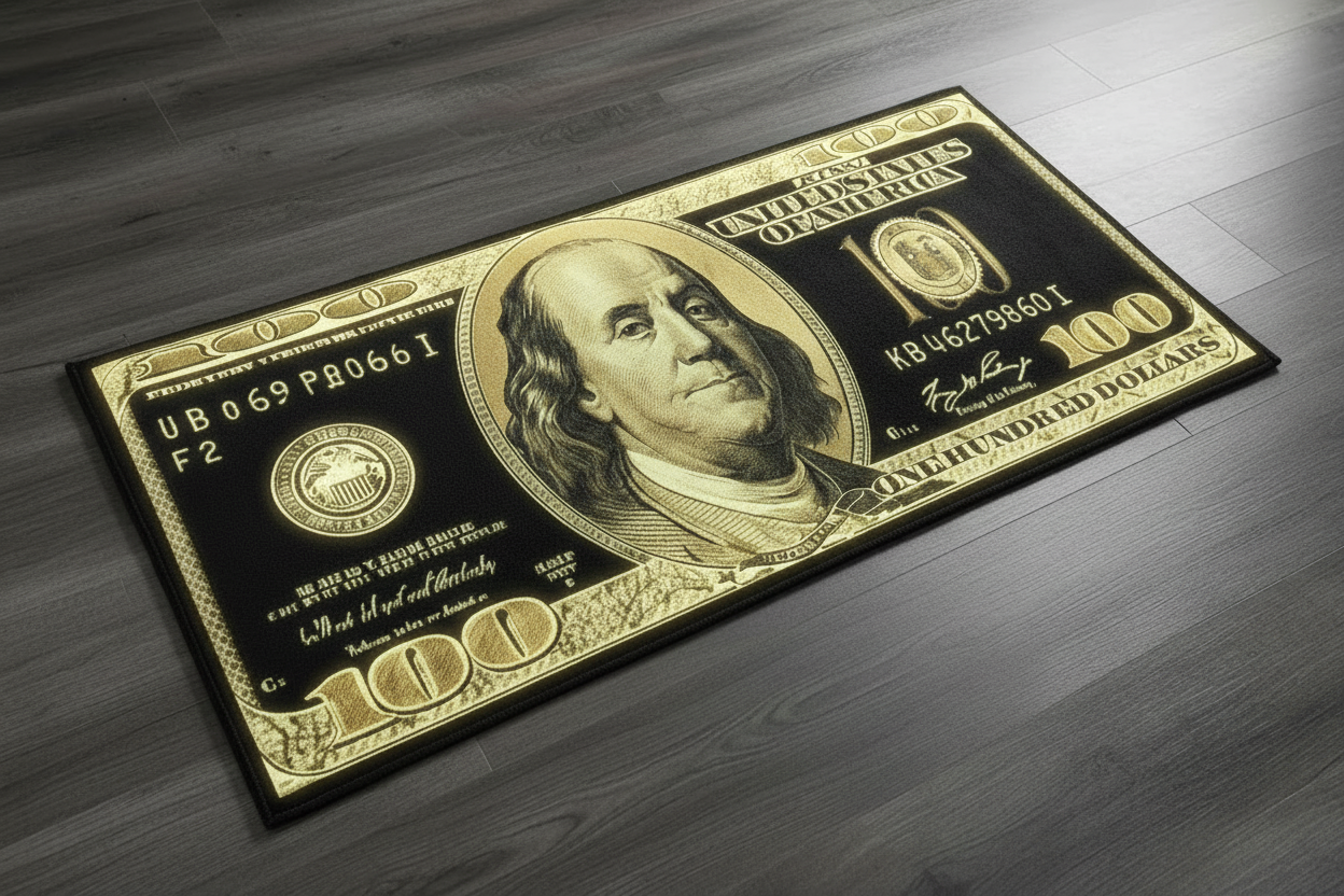 Black & Gold 100 Dollar Bill Carpet/Rug