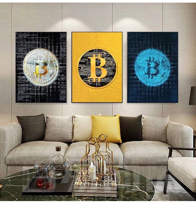 Modern Abstract/ Neon/ Nordic Style BTC Canvas