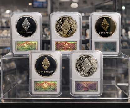Ethereum (ETH) coin/medal in case