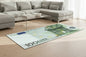 100 Euro banknote design rug on a wooden floor with decorative items.