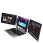 Three laptop screens displaying different applications on a white background