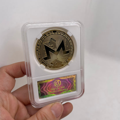 Monero (XMR) coin/medal in case