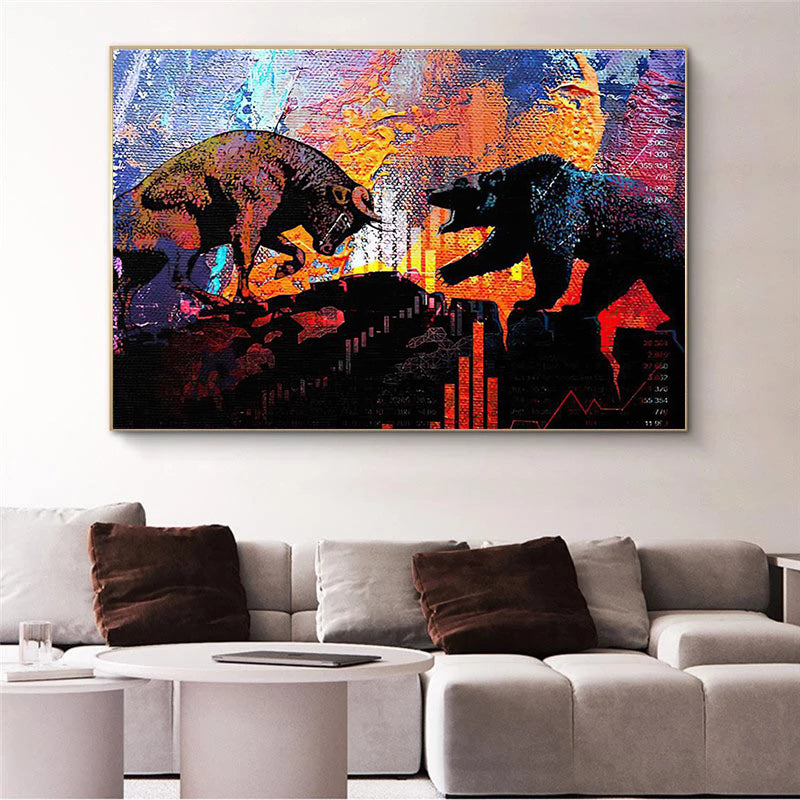 Bull Vs Bear Oil Painting Canvas